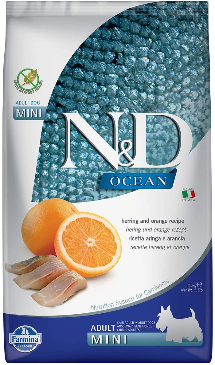Farmina N&D Prime Ocean Herring & Orange Mini Adult Dry Dog Food - 5.5 lb Bag
