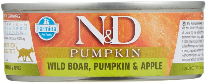 Farmina N&D Pumpkin Boar, Pumpkin & Apple Canned Cat Food - 2.8 oz - Case of 12