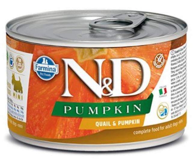 Farmina N&D Pumpkin Quail, Pumpkin & Pomegranate Mini Canned Dog Food - 4.9 oz - Case o...