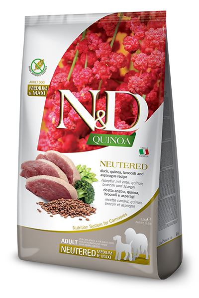 Farmina N&D Quinoa Duck Neutered Medium and Maxi Dry Dog Food - 5.5 lb Bag  