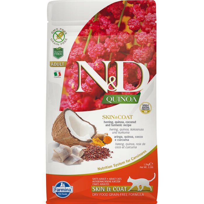 Farmina N&D Quinoa Skin & Coat Herring Adult Dry Cat Food - 11 lb Bag