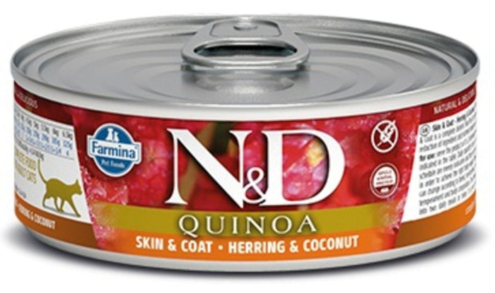Farmina N&D Quinoa Skin & Coat Herring & Coconut Canned Cat Food - 2.8 oz - Case of 12