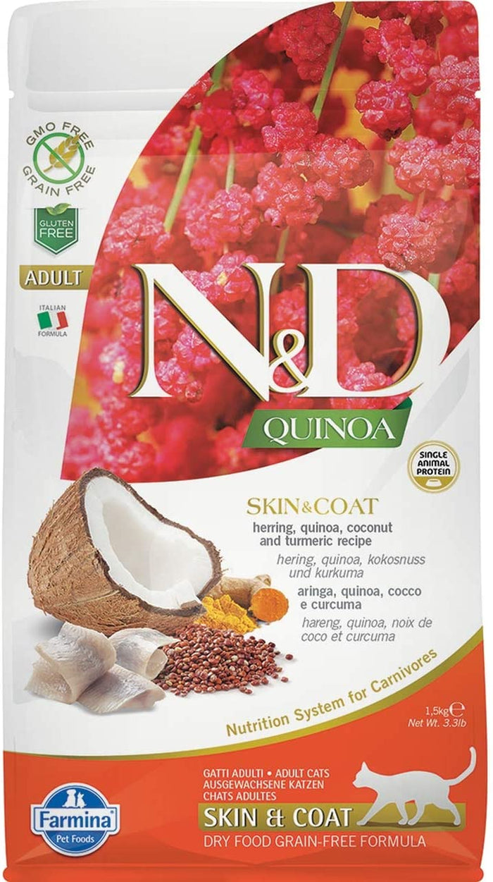 Farmina N&D Quinoa Skin & Coat Herring Dry Cat Food - 3.3 lb Bag