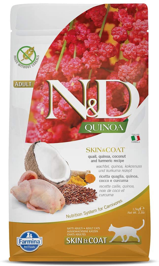 Farmina N&D Quinoa Skin & Coat Quail Dry Cat Food - 3.3 lb Bag  