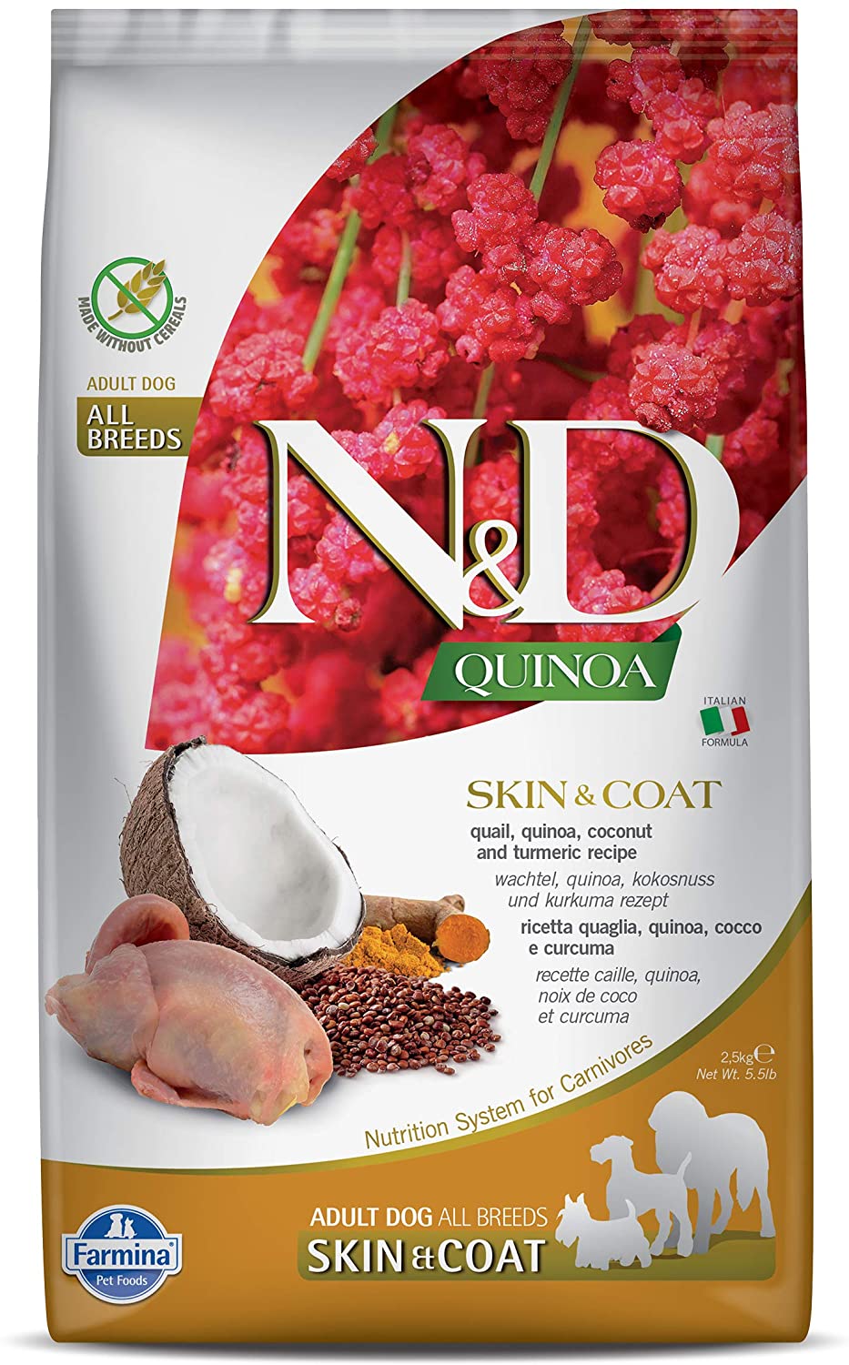 Farmina N&D Quinoa Skin & Coat Quail Dry Dog Food - 5.5 lb Bag  