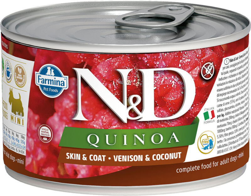 Farmina N&D Quinoa Skin & Coat Venison & Coconut Mini Canned Dog Food - 4.9 oz - Case of 6  