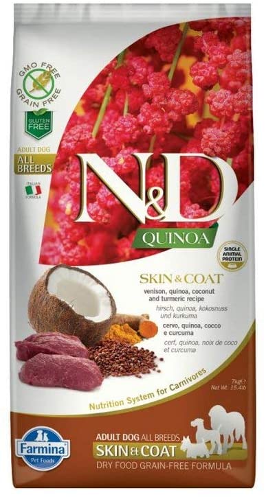 Farmina N&D Quinoa Skin & Coat Venison Dry Dog Food - 15.4 lb Bag  