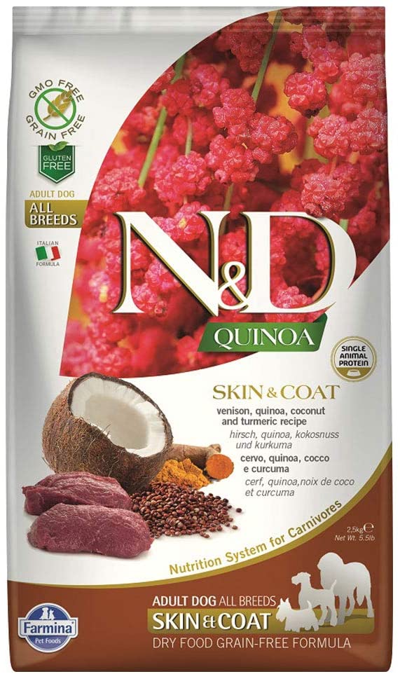Farmina N&D Quinoa Skin & Coat Venison Dry Dog Food - 5.5 lb Bag