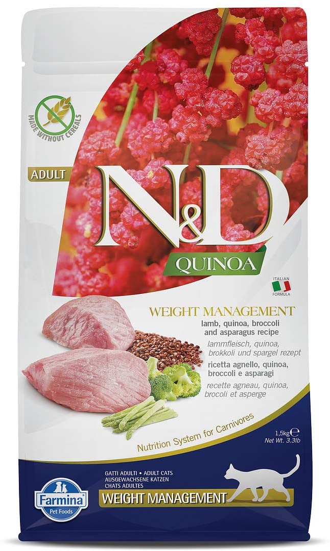 Farmina N&D Quinoa Weight Management Lamb Dry Cat Food - 3.3 lb Bag  