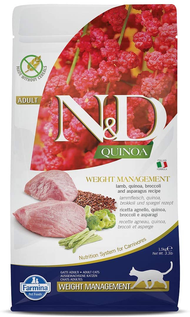 Farmina N&D Quinoa Weight Management Lamb Dry Cat Food - 3.3 lb Bag