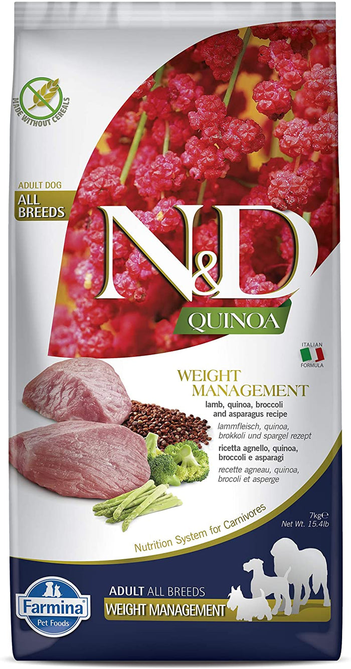 Farmina N&D Quinoa Weight Management Lamb Dry Dog Food - 15.4 lb Bag