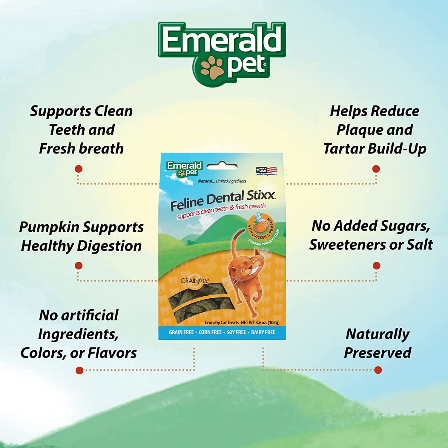 Feline Dental Stixx Emerald Feline Cat Dental Sticks - Chicken - 3.6 Oz  