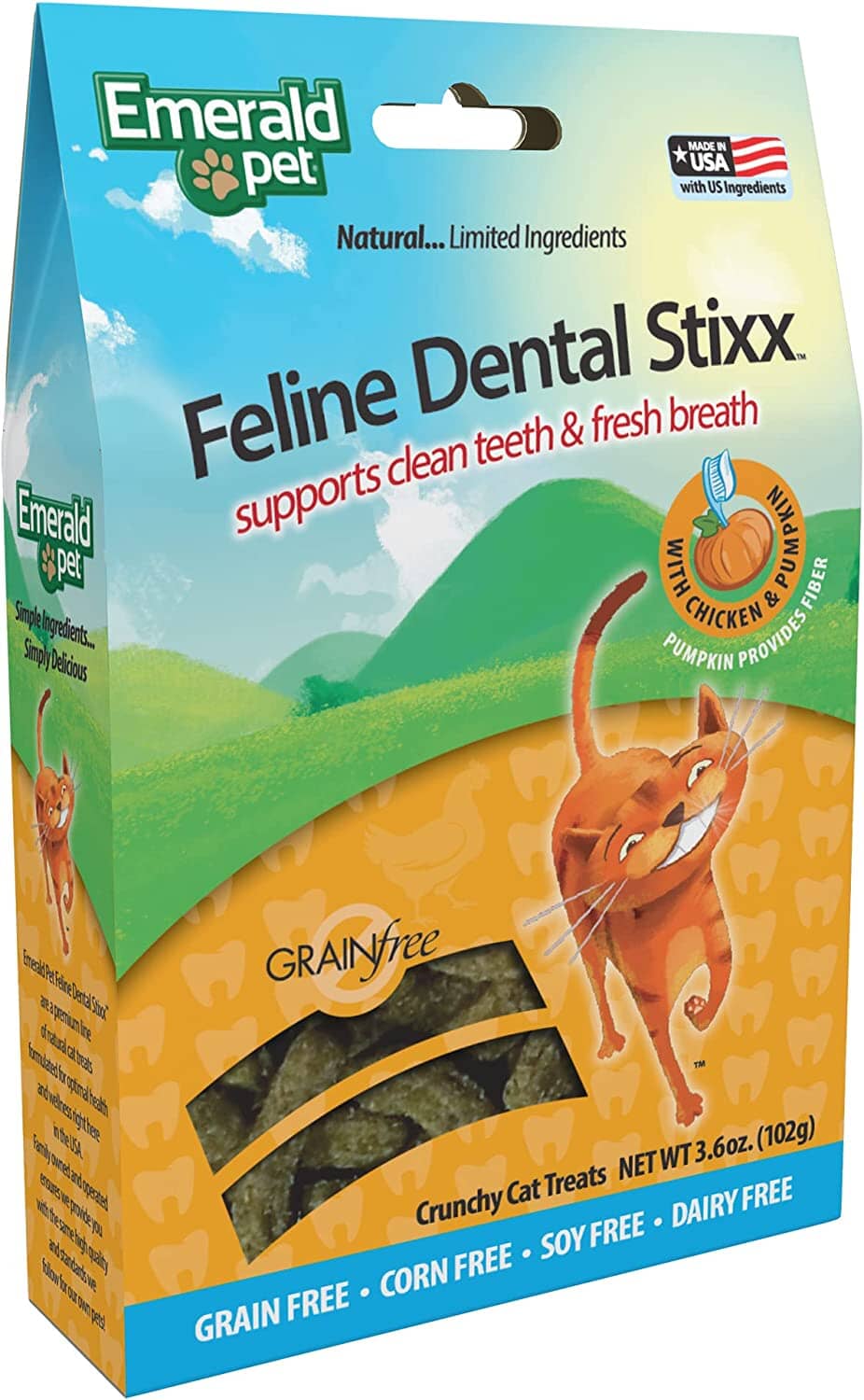 Feline Dental Stixx Emerald Feline Cat Dental Sticks - Chicken - 3.6 Oz  