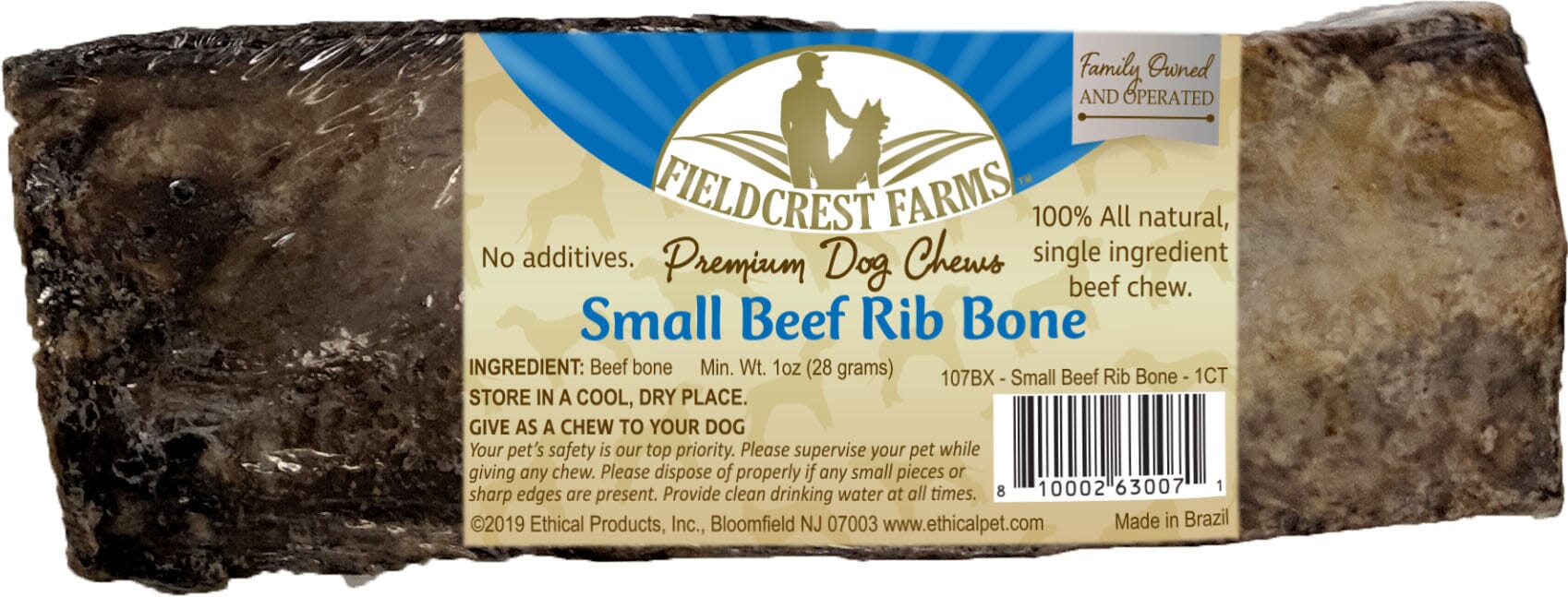 Fieldcrest Farms Beef Rib Bones Natural Dog Chews - Beef - Small - 50 Pack  