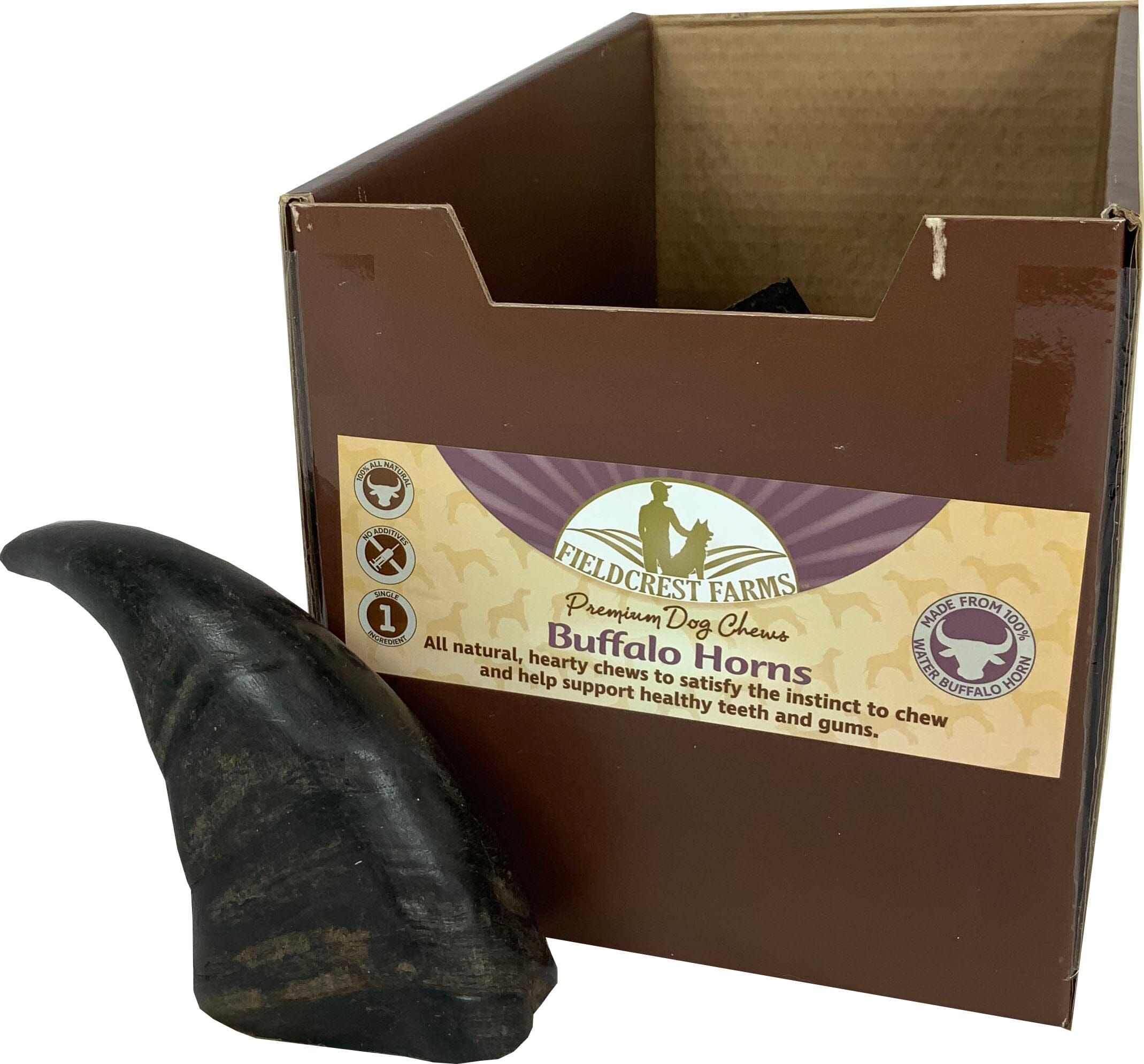 Fieldcrest Farms Buffalo Horns Natural Dog Chews - Large - 10 Pack  