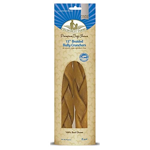 Fieldcrest Farms Bully Crunchers Braid Beef Dog Bully Sticks and Natural Chews - Beef -...