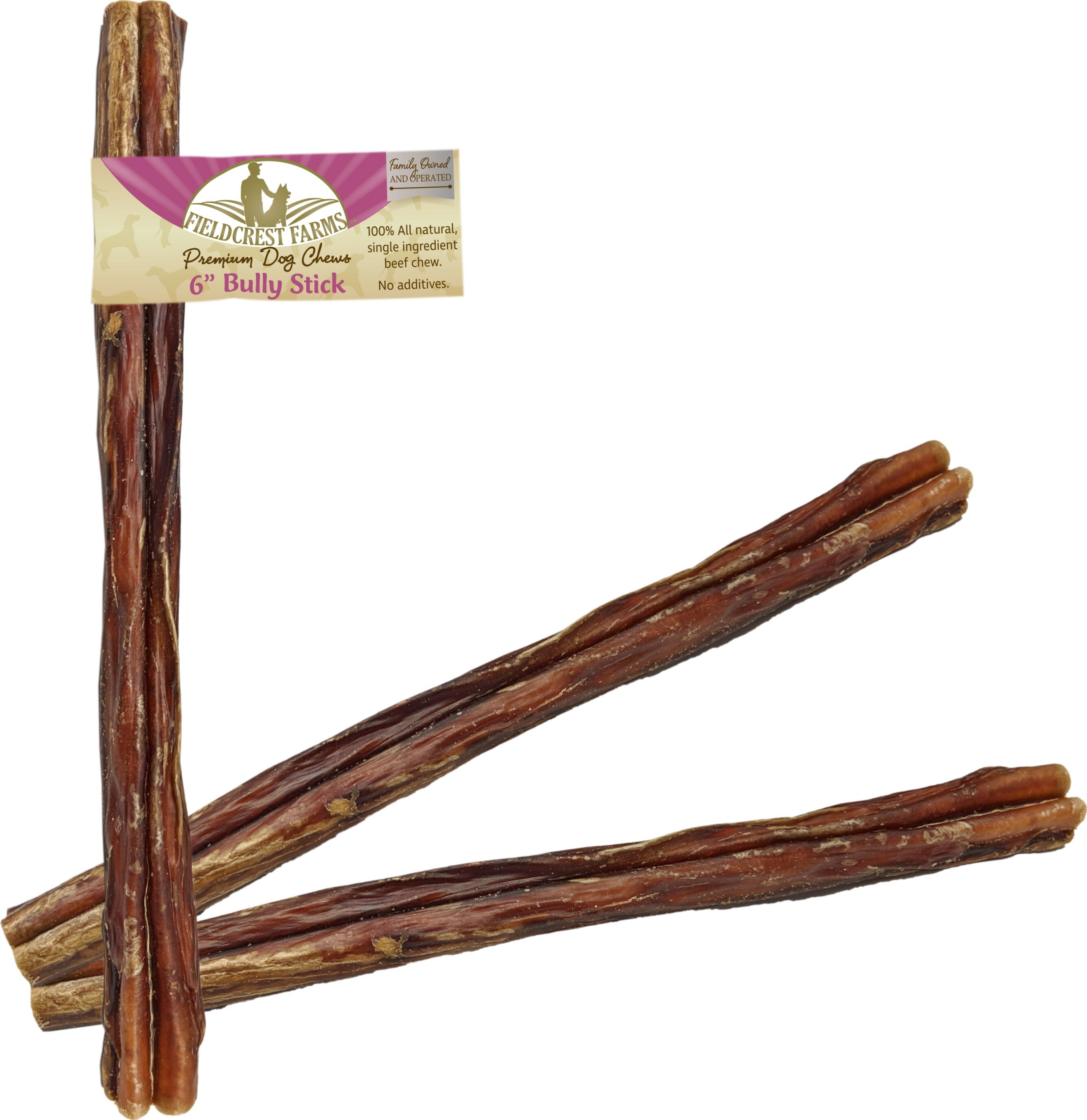 Fieldcrest Farms Bully Sticks and Natural Chews - 6 In - 35 Pack  