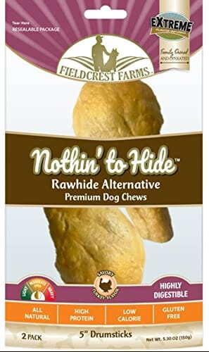 Fieldcrest Farms Nothin' To Hide Drum Stick Natural Dog Chews - Turkey - 2 Pack  