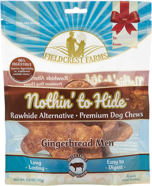 Fieldcrest Farms Nothin' To Hide Holiday Gingerbread Man Natural Dog Chews - Beef - Sma...