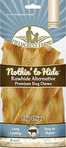 Fieldcrest Farms Nothin' To Hide Rawhide Alternative Flip Chips Natural Dog Chews - Beef - 8 Pack  