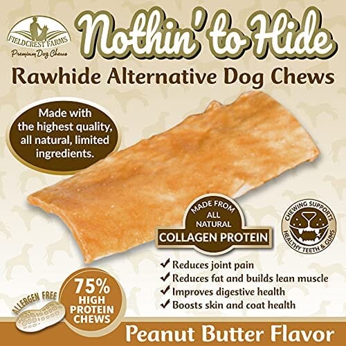 Fieldcrest Farms Nothin' To Hide Rawhide Alternative Flip Chips Natural Dog Chews - Peanut Butter - 8 Pack  