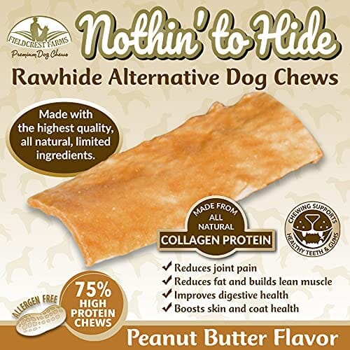 Fieldcrest Farms Nothin' To Hide Rawhide Alternative Flip Chips Natural Dog Chews - Pea...