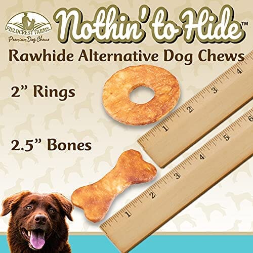 Fieldcrest Farms Nothin' To Hide Rawhide Alternative Rings & Bones Natural Dog Chews - Beef - 12 Pack  