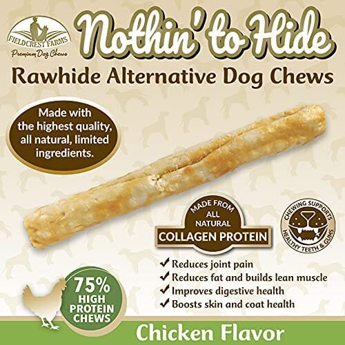 Fieldcrest Farms Nothin' To Hide Rawhide Alternative Rolls Natural Dog Chews - Chicken - 10 In - 2 Pack  