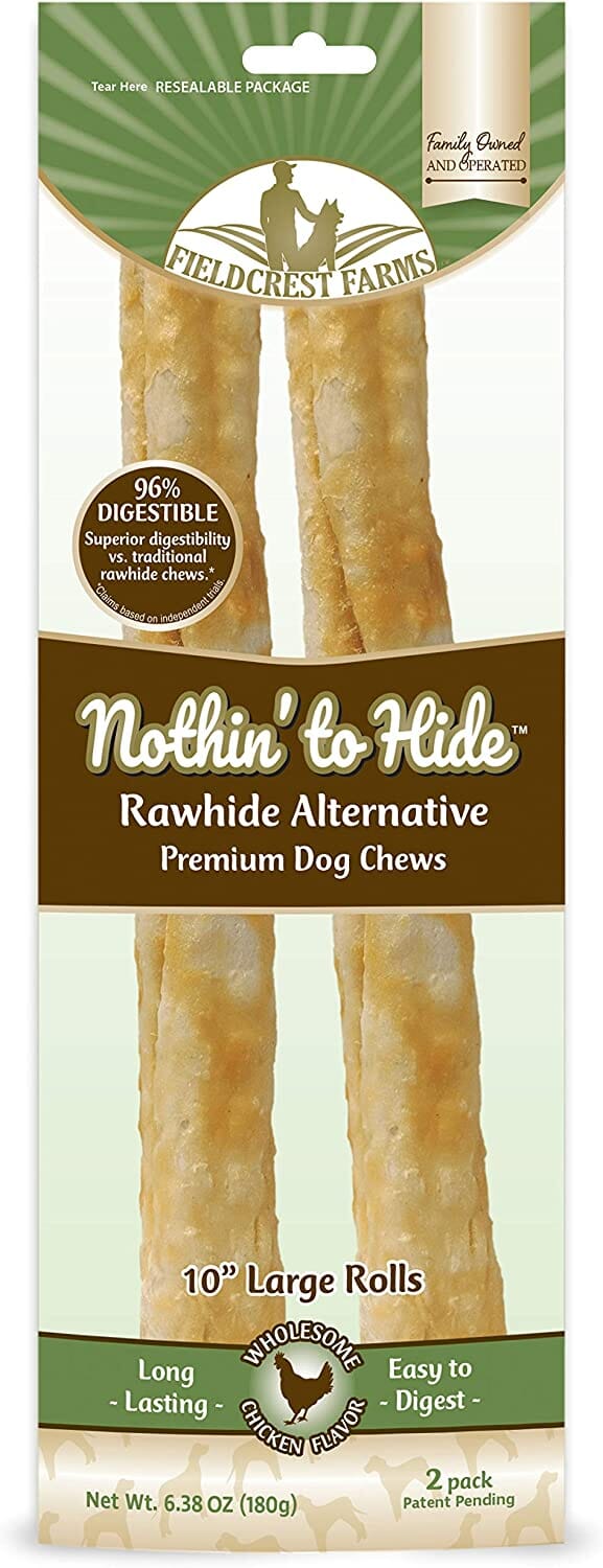 Fieldcrest Farms Nothin' To Hide Rawhide Alternative Rolls Natural Dog Chews - Chicken - 10 In - 2 Pack  