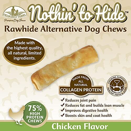 Fieldcrest Farms Nothin' To Hide Rawhide Alternative Rolls Natural Dog Chews - Chicken - 5 In - 2 Pack  