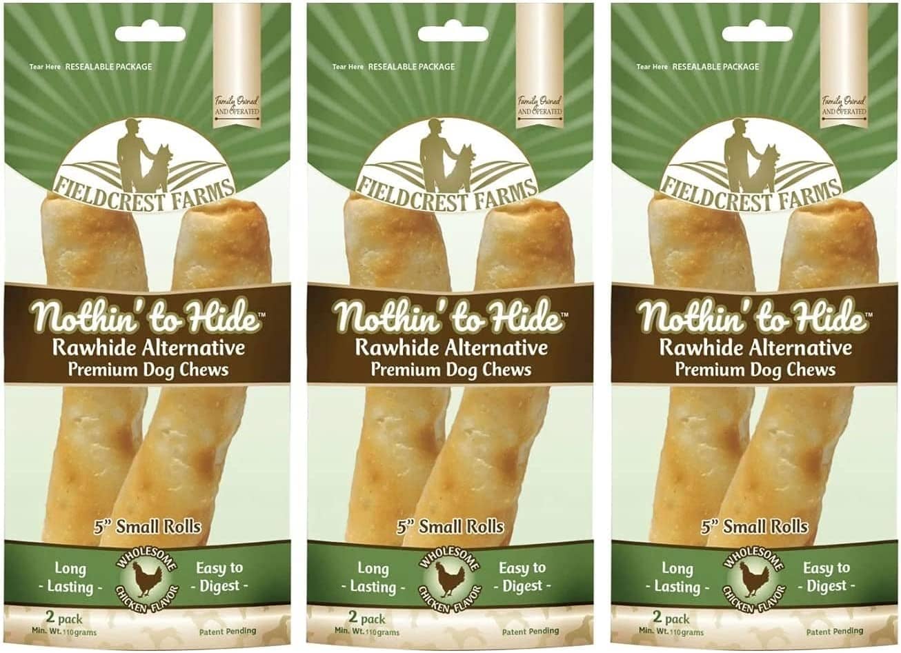 Fieldcrest Farms Nothin' To Hide Rawhide Alternative Rolls Natural Dog Chews - Chicken - 5 In - 2 Pack  