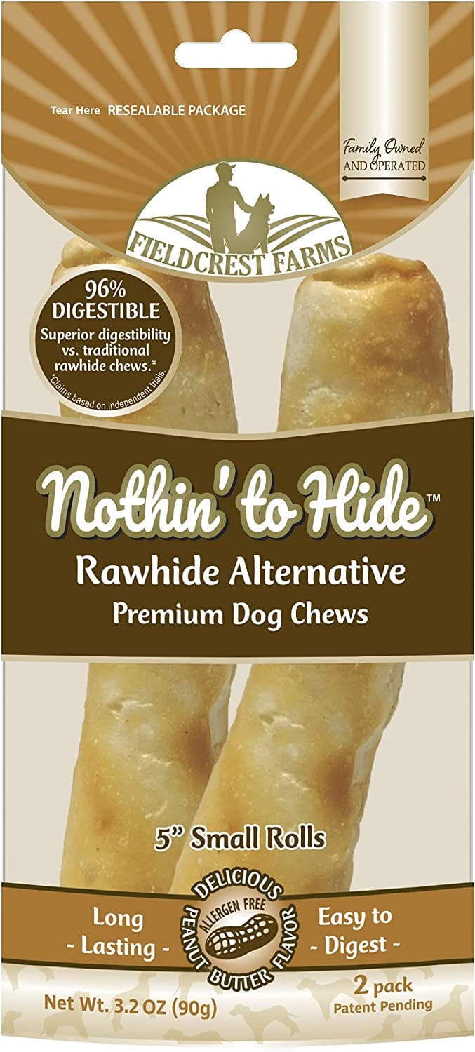 Fieldcrest Farms Nothin' To Hide Rawhide Alternative Rolls Natural Dog Chews - Peanut Butter - 5 In - 2 Pack  