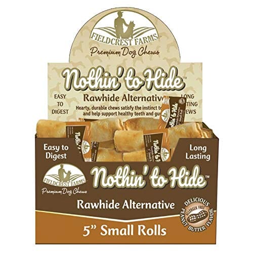 Fieldcrest Farms Nothin' To Hide Rawhide Alternative Rolls Natural Dog Chews Peanut Butter 5