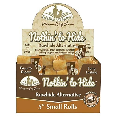 Fieldcrest Farms Nothin' To Hide Rawhide Alternative Rolls Natural Dog Chews - Peanut Butter - 5 In - 24 Pack  