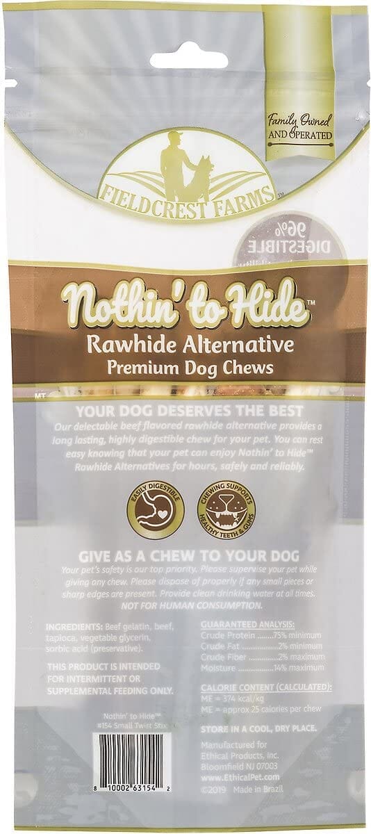 Fieldcrest Farms Nothin' To Hide Rawhide Alternative Twist Stix Natural Dog Chews - Beef - Small - 10 Pack  