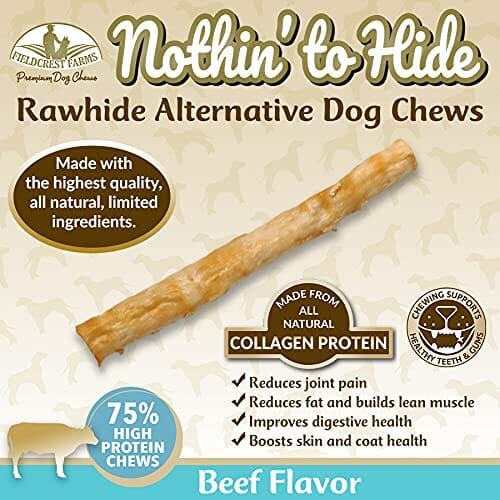 Fieldcrest Farms Nothin' To Hide Rawhide Alternative Twist Stix Natural Dog Chews - Beef - Small - 10 Pack  