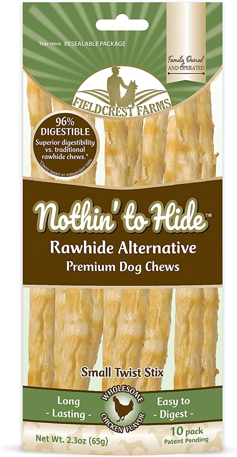 Fieldcrest Farms Nothin' To Hide Rawhide Alternative Twist Stix Natural Dog Chews - Chicken - Small - 10 Pack  