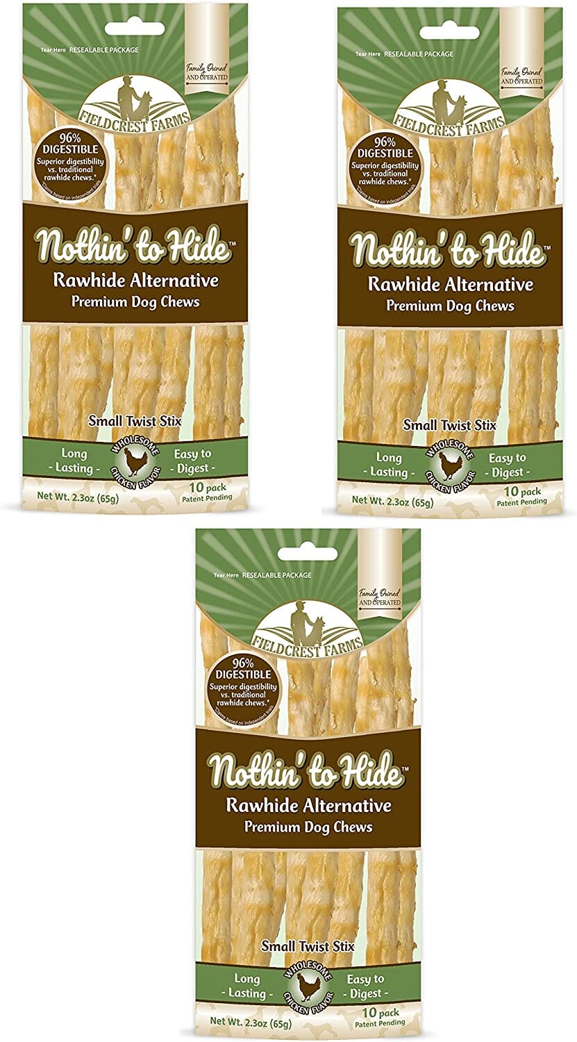 Fieldcrest Farms Nothin' To Hide Rawhide Alternative Twist Stix Natural Dog Chews - Chicken - Small - 10 Pack  