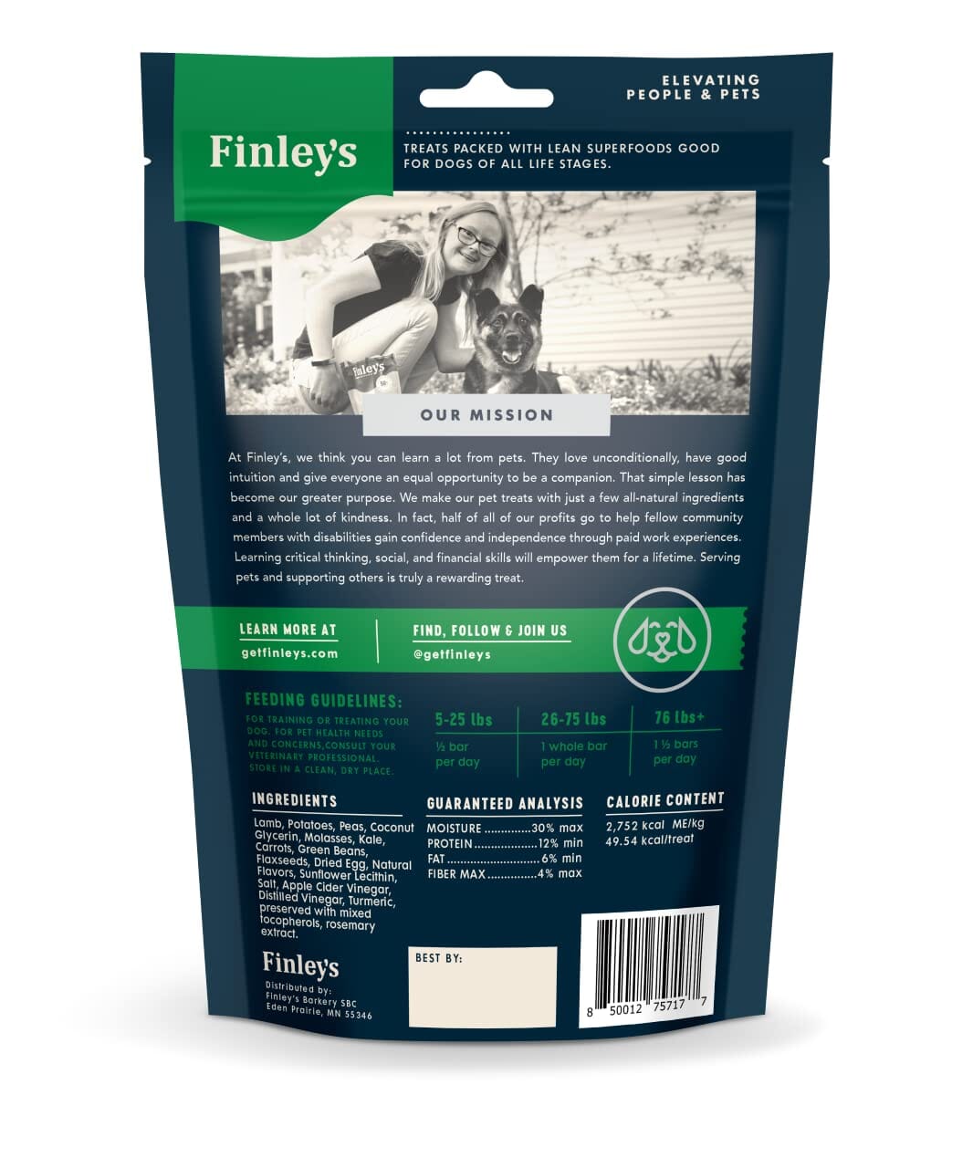 Finley's Happy Heart Bars with Lamb and Green Vegetables Soft Dog Chew Bars - 16 Oz  