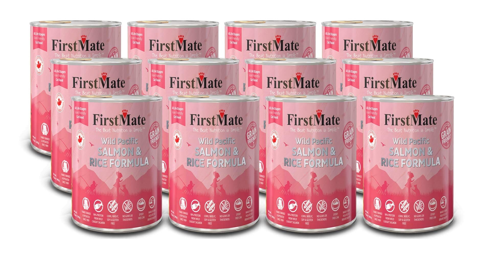 Firstmate Friendly Salmon and Rice Canned Cat Food - 12.2 Oz - Case of 12  