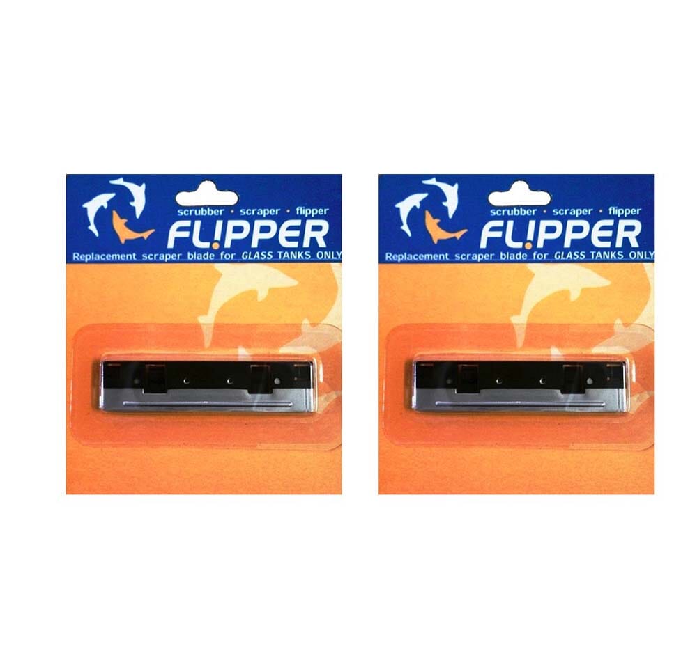 Flipper Cleaner Stainless Steel Replacement Blades for Glass Aquariums - Black - Standard, 2 Pack  
