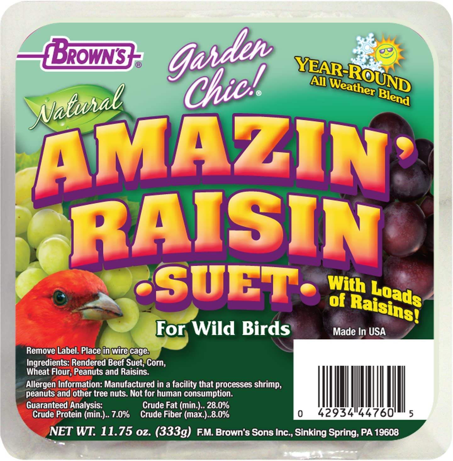 F.M. Brown's Amazin Raisin Suet Suet Cakes Bird Food - 11.75 oz  