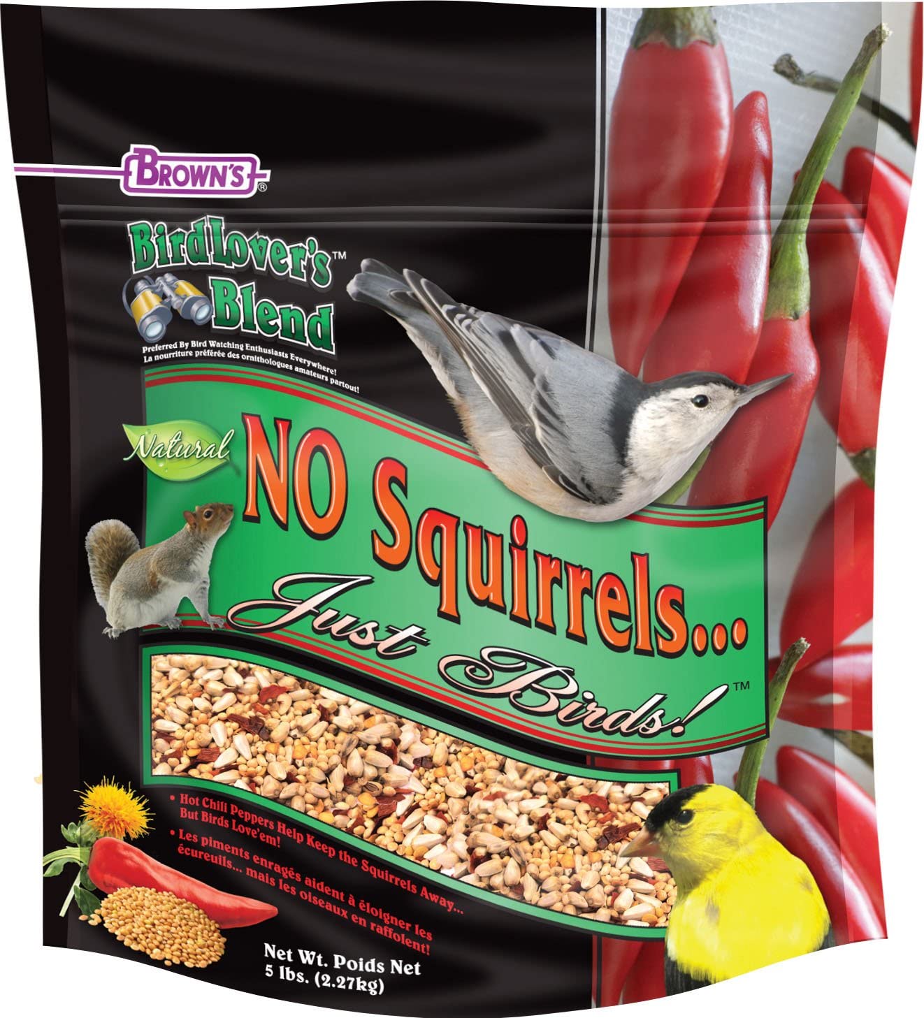 F.M. Brown's Bird Lover's Blend No Squirrels Seeds Wild Bird Food - 5 lb Bag  