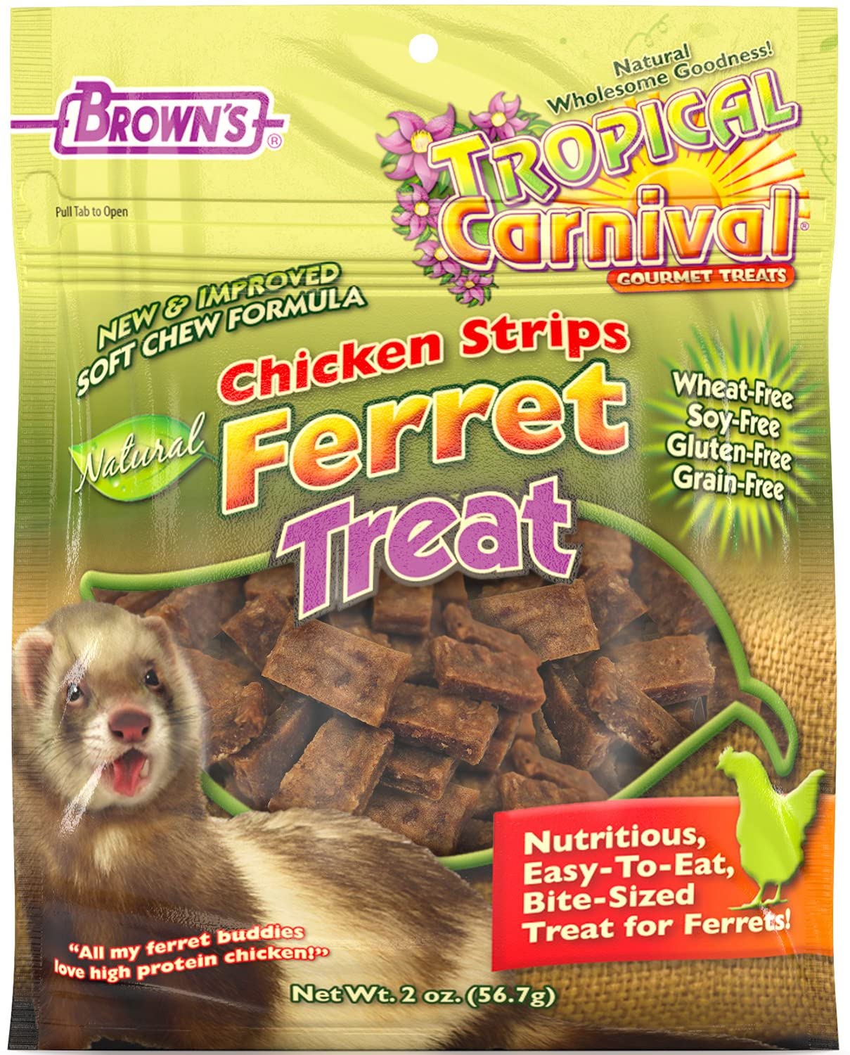 F.M. Brown's Chicken Strips Ferret  Small Animal Treats - 2 oz  