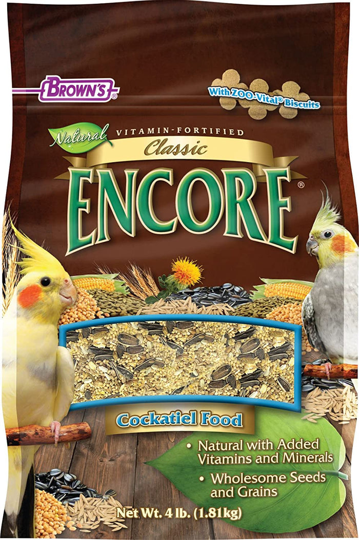 F.M. Brown's Encore Classic Natural Cockatiel Bird Food - 4 lb Bag