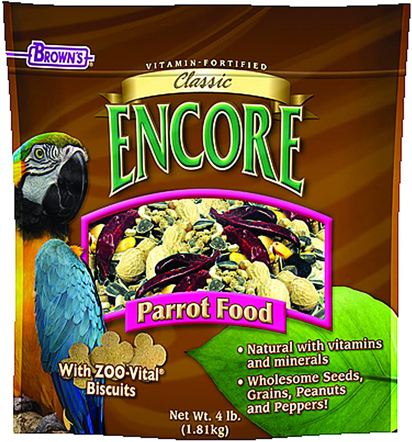 F.M. Brown's Encore Classic Natural Parrot Bird Food - 4 lb Bag  