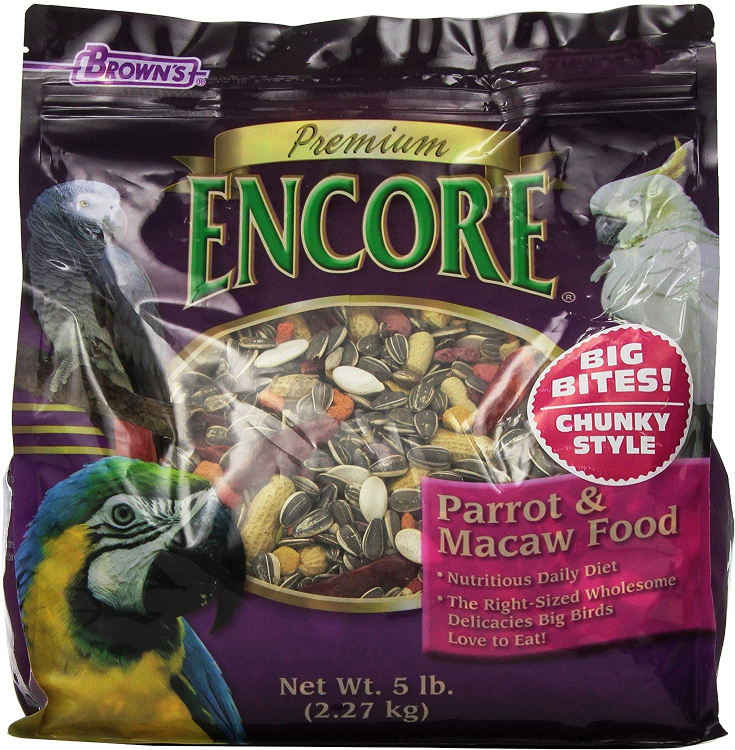 F.M. Brown's Encore Premium Chunky Parrot Bird Food - 5 lb Bag  