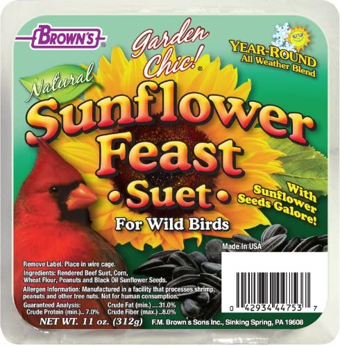 F.M. Brown's Sunflower Feast Suet Suet Cakes Bird Food - 11 oz