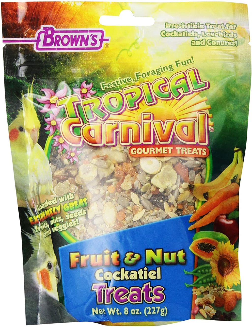 F.M. Brown's Super Premium Fruit & Nut Cockatiel Bird Treats - 8 oz  