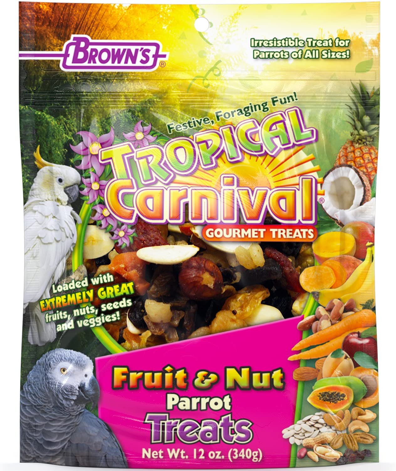 F.M. Brown's Super Premium TC Fruit & Nut Parrot Bird Treats - 12 oz  